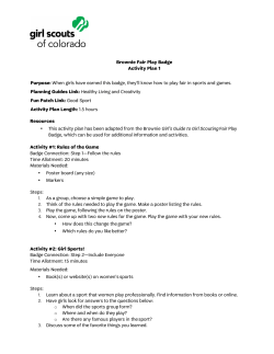 Brownie Fair Play Badge Activity Plan 1 Purpose