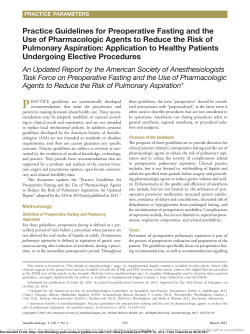 Practice Guidelines for Preoperative Fasting and the Use of