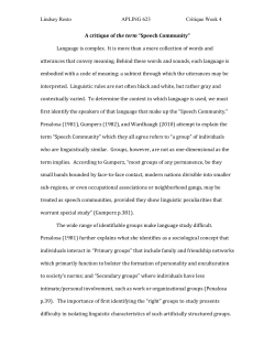 Lindsey Resto APLING 623 Critique Week 4 A critique of the term