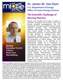 Dr. James W. Van Dam - The Michigan Institute for Plasma Science