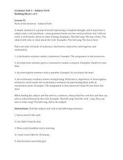 Grammar Unit 1 &ndash; Subject/Verb Building Block 1 of 3 Lesson 91