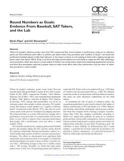 Round Numbers as Goals - The University of Chicago Booth School