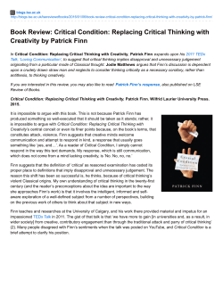 Book Review: Critical Condition: Replacing Critical Thinking with