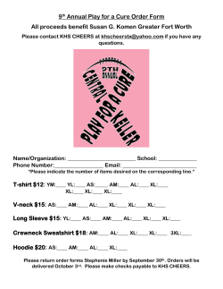9th Annual Play for a Cure Order Form All proceeds benefit Susan G