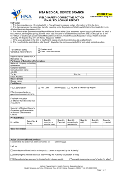 field safety corrective action final/ follow-up report