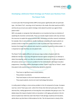 Developing a defensive Patent Strategy can - Wynne
