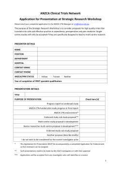 ANZCA Clinical Trials Network Application for Presentation at