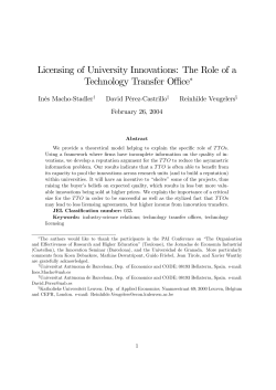 Licensing of University Innovations: The Role of a Technology