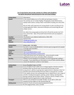 List of organisations that provide holiday activates for