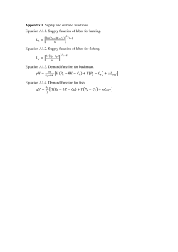 Appendix 1. Supply and demand functions. Equation A1.1. Supply