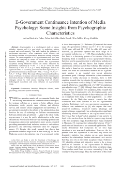 E-Government Continuance Intention of Media Psychology: Some