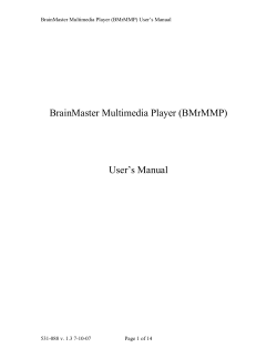 Multimedia Player for BrainMaster (BrainMaster MMP)