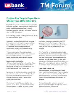 Positive Pay Targets Payee Name Check Fraud at the