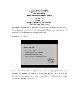 Infrastructure Economics Department of Social Sciences Prof. Nalin
