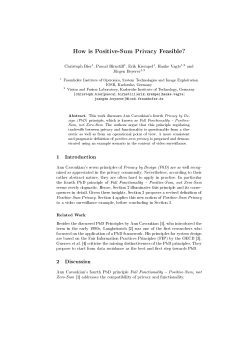 How is Positive-Sum Privacy Feasible? - Fraunhofer