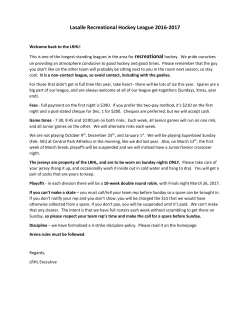 Lasalle Recreational Hockey League 2016-2017
