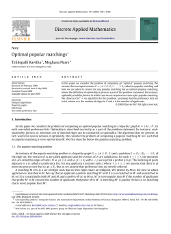 Discrete Applied Mathematics Optimal popular matchings$