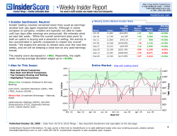 Insider Sentiment: Neutral Also In This Issue