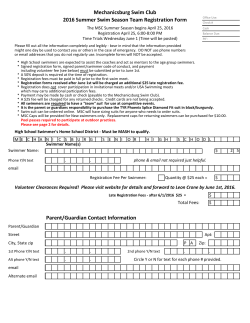 Mechanicsburg Swim Club 2016 Summer Swim Season Team