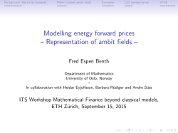 Modelling energy forward prices &ndash; Representation of