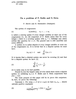On a problem of P. Erdös and S. Stein