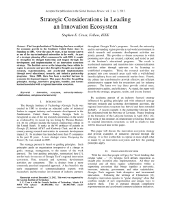 Strategic Considerations in Leading an Innovation Ecosystem