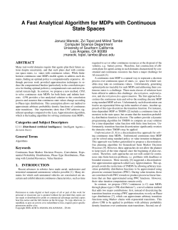 A Fast Analytical Algorithm for MDPs with Continuous State Spaces