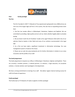 Post: Family paralegal The firm The firm Founded in 1929 T V