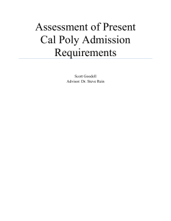 Assessment of Present Cal Poly Admission Requirements