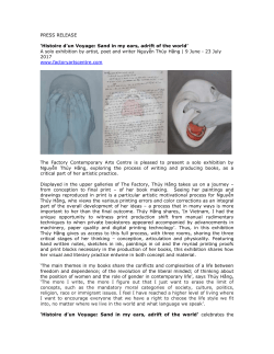 Press release - The Factory Contemporary Arts Centre