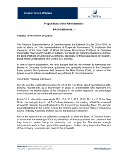 Propositions of the Administration PROPOSITION N. 1 Proposal for