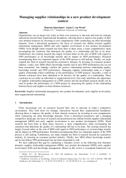 Managing supplier relationships in a new product