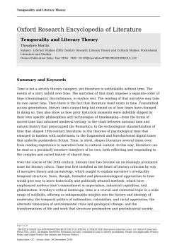 Temporality and Literary Theory - Oxford Research Encyclopedia of