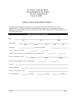 Employment Application - Mt. Vernon Countryside Manor