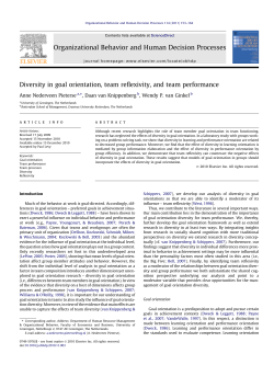 Diversity in goal orientation, team reflexivity, and team performance