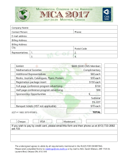 Exhibitor Order Form - Mathematical Congress of the Americas