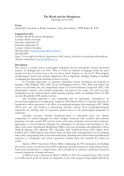 The Word and the Morpheme - Humboldt