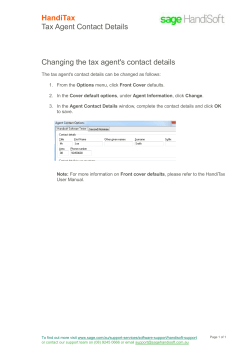 HandiTax Tax Agent Contact Details Changing the tax
