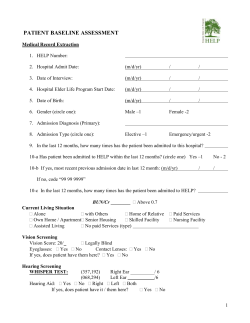 PATIENT BASELINE ASSESSMENT