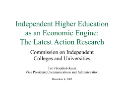 Independent Higher Education as an Economic Engine: The Latest