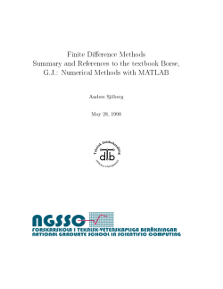 Finite Di erence Methods Summary and References to - DCA-UFCG