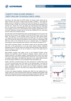 EQUITY FUND FLOWS WEEKLY: BEST INFLOW TO RUSSIA