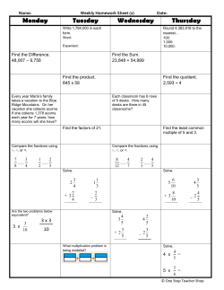 Weekly Homework Sheet
