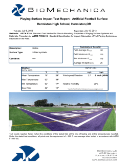 Playing Surface Impact Test Report: Artificial Football Surface