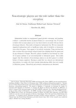 Non-Strategic Players - Paris School of Economics