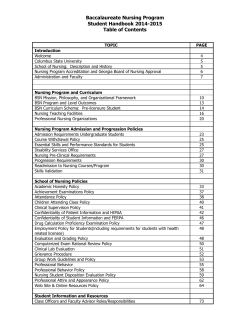 Student Handbook  - School of Nursing