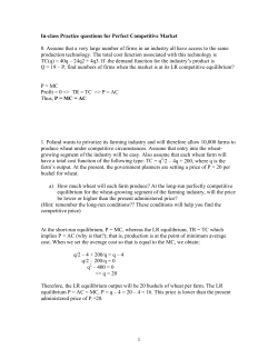 1 In-class Practice questions for Perfect Competitive Market 0