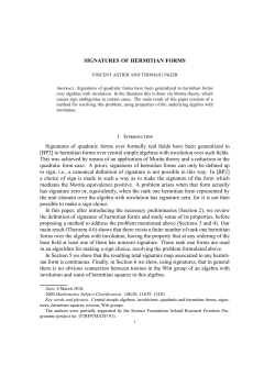 SIGNATURES OF HERMITIAN FORMS 1. I                       Signatures