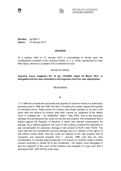 &Scaron;tevilka: Up-695/11 Datum: 10 January 2013 DECISION At a