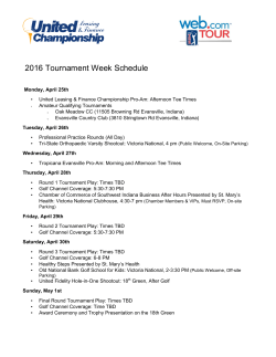 2016 Tournament Week Schedule